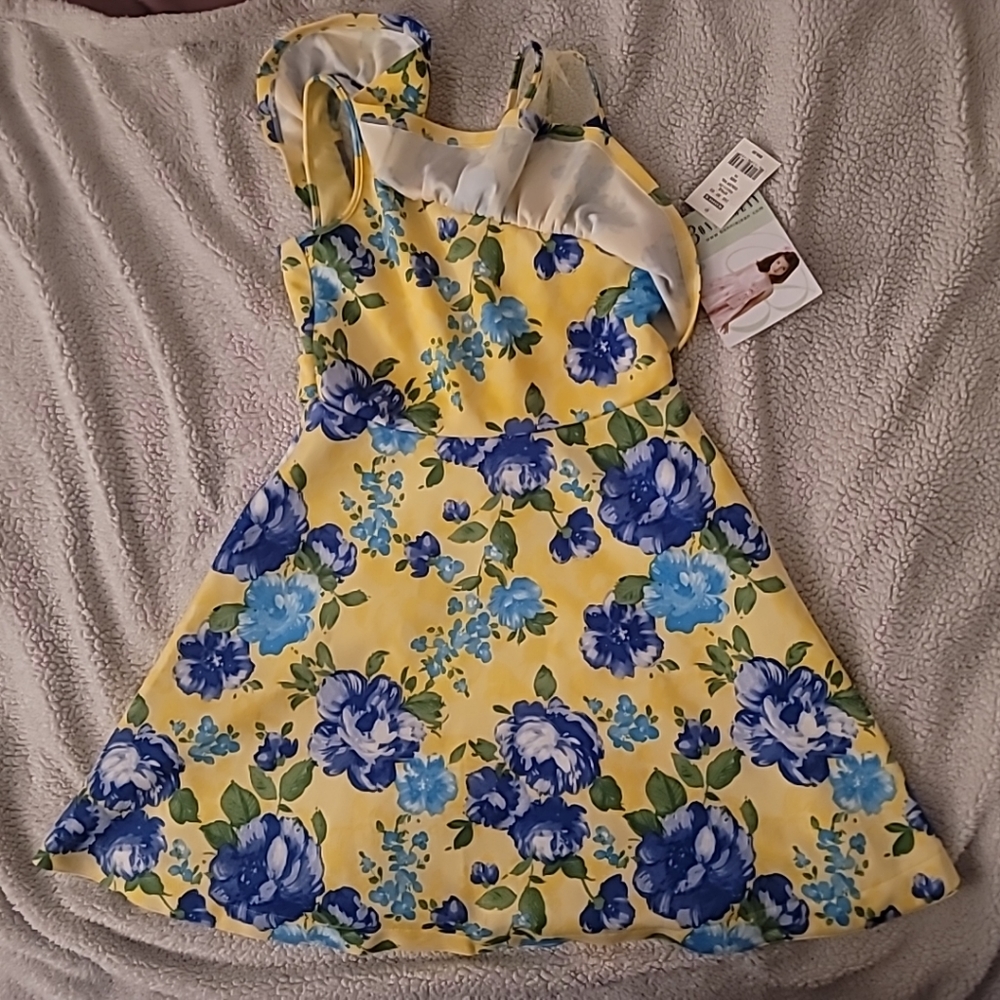 NEW Bonnie Jean Girls Size 14 " Blue Floral Bow Back" Dress